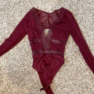 Open back, v cut bodysuit (size small)